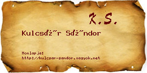 Kulcsár Sándor névjegykártya